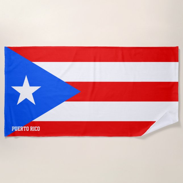 Puerto Rico Flag Splendid Patriotic Beach Towel (Front)