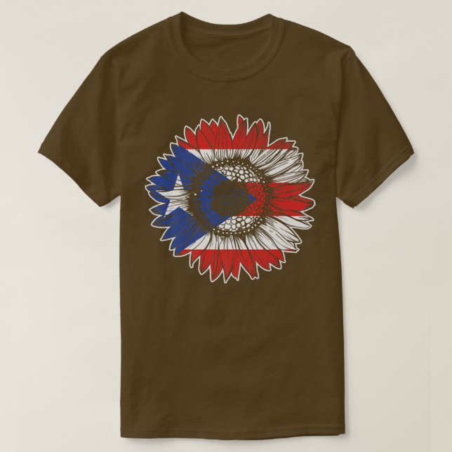 Puerto Rico Flag Sunflower  Flower Flag Puerto Ric T-Shirt (Design Front)