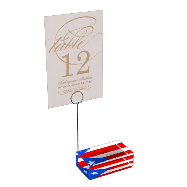 Puerto Rico flag table card holders for wedding (Corner)