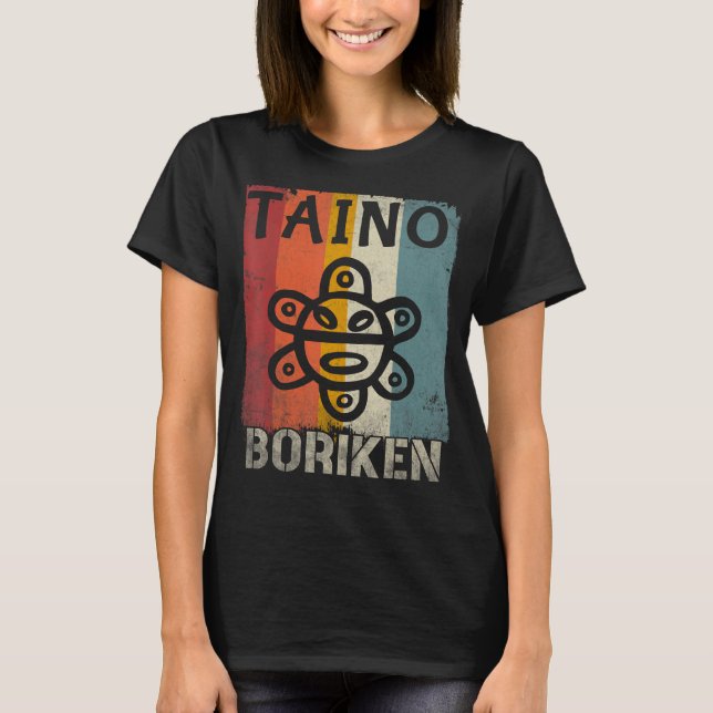 Puerto Rico Flag Taino Boricua  Puerto Rican Souve T-Shirt (Front)