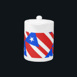 Puerto Rico Flag Teapot<br><div class="desc">The flags of Puerto Rico represent and symbolize the island and people of Puerto Rico. The most commonly used flags of Puerto Rico are the current flag, which represents the people of the commonwealth of Puerto Rico; municipal flags, which represent the different regions of the island; political flags, which represent...</div>