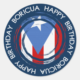 Puerto Rico : Flag Theme: Birthday Boricua Classic Round Sticker
