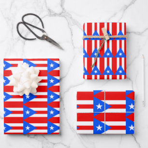 Puerto Rico Flag Tiled Design  Wrapping Paper Sheets