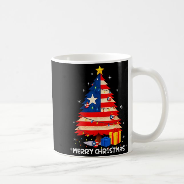 Puerto Rico Flag Tree Lights Christmas Pajamas -co Coffee Mug (Right)