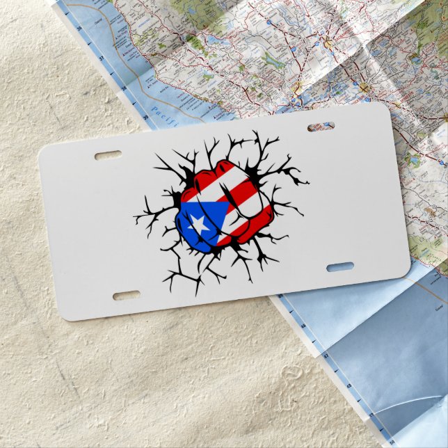 Puerto Rico Flag Trucker Cap License Plate (In Situ)