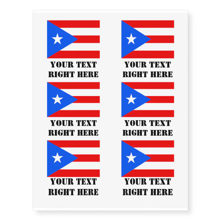 Puerto Rico Flag With Custom Text Template Temporary Tattoos Zazzle Com