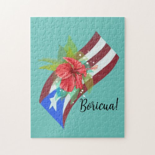 Puerto Rico flag with flor de maga boricua Jigsaw Puzzle