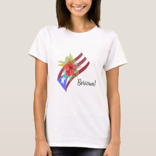 Puerto Rico flag with flor de maga boricua T-Shirt