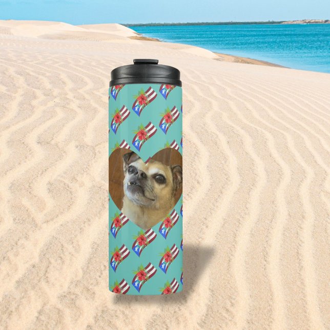 Puerto Rico flag with flor de maga  Thermal Tumbler (Creator Uploaded)
