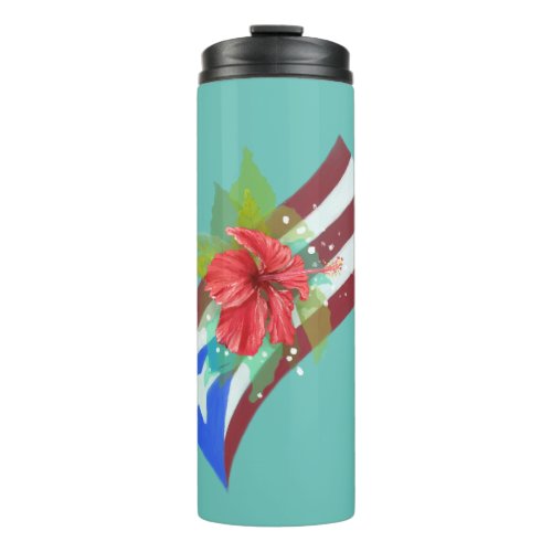 Puerto Rico flag with flor de maga  Thermal Tumbler