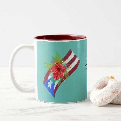 Puerto Rico flag with flor de maga  Two_Tone Coffee Mug