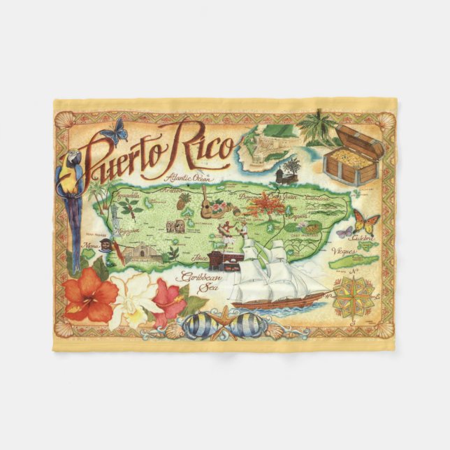 Puerto Rico Fleece Blanket (Front (Horizontal))