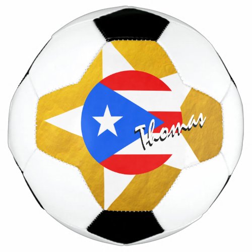 Puerto Rico Football  Gold Puerto Rican Flag Soccer Ball