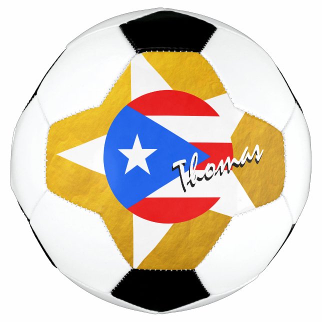 Puerto Rico Football & Gold Puerto Rican Flag Soccer Ball (Front)