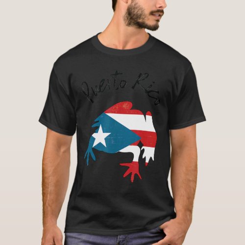 Puerto Rico Frog Coqui Flag Boriqua Island Taino W T_Shirt