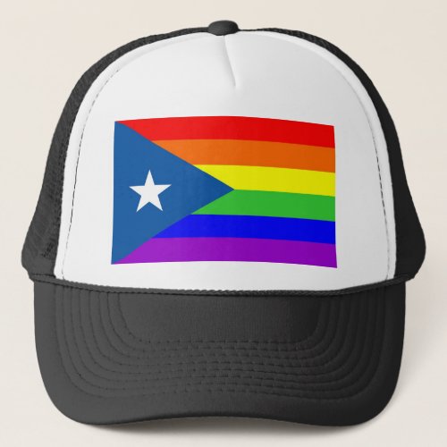puerto rico gay proud rainbow flag homosexual trucker hat