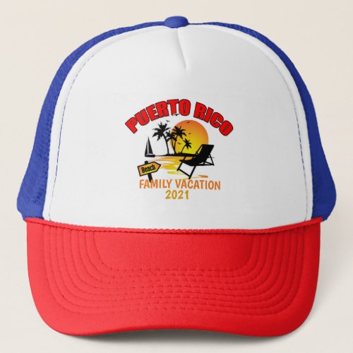 Puerto Rico Group Matching Summer Vacation Custom  Trucker Hat