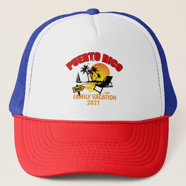 Puerto Rico Group Matching Summer Vacation Custom  Trucker Hat (Front)