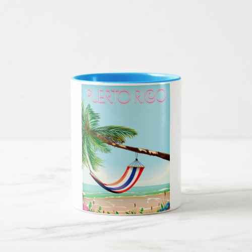 Puerto Rico Hammock travel poster Two_Tone Coffee Mug