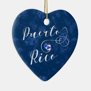 Puerto Rico Heart, Christmas Tree Ornament