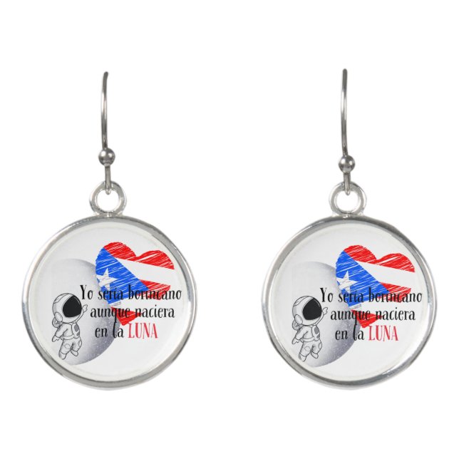 Puerto Rico Heart Flag Earrings (Front)