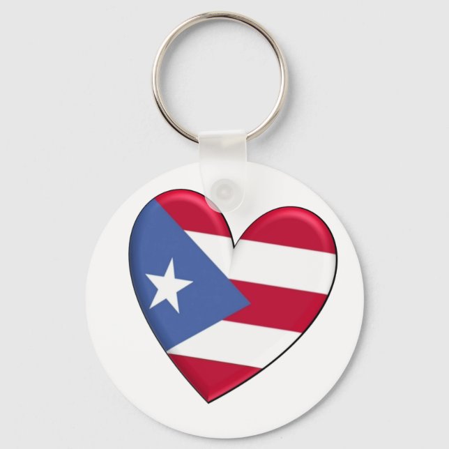 Puerto Rico Heart Flag Keychain (Front)