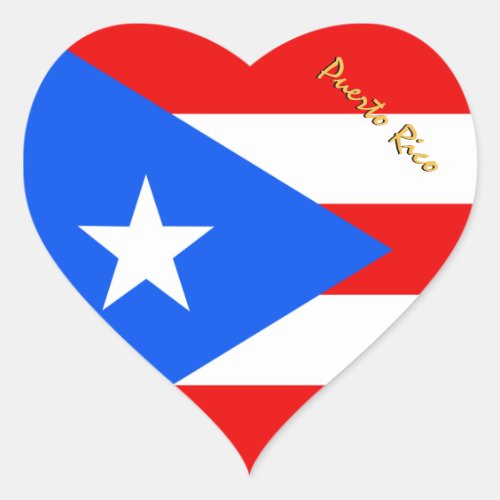 Puerto Rico Heart Patriotic Puerto Rican Flag Heart Sticker