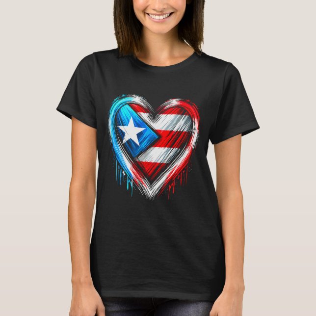 Puerto Rico Heart Puerto Rican Flag  T-Shirt (Front)