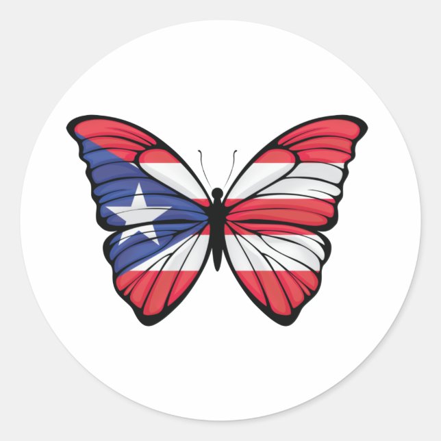 Puerto Rico Hypolimnas Butterfly Classic Round Sticker (Front)