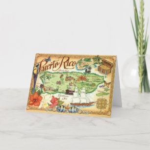 Puerto Rico Illustrated Map Card