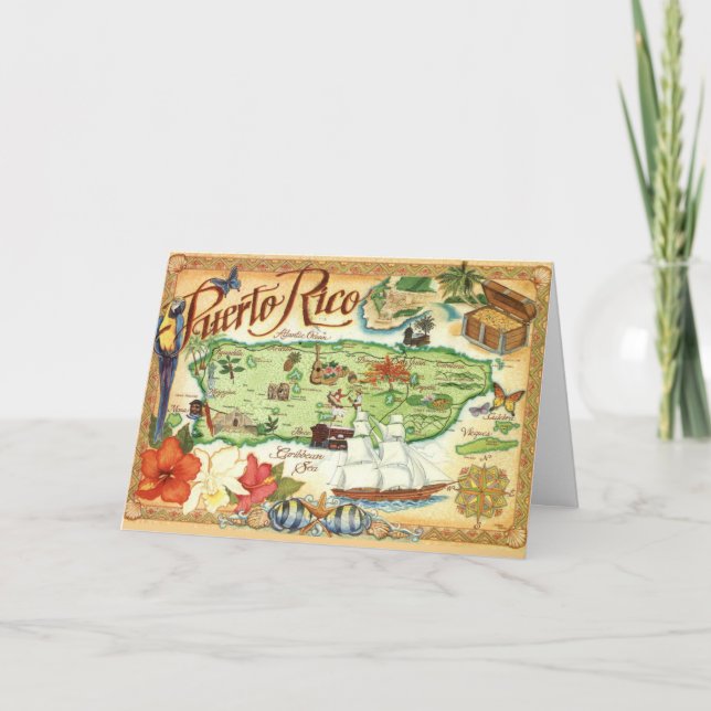 Puerto Rico Illustrated Map  Card (Front)