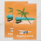 Puerto Rico illustrated map travel poster. (Front/Back)