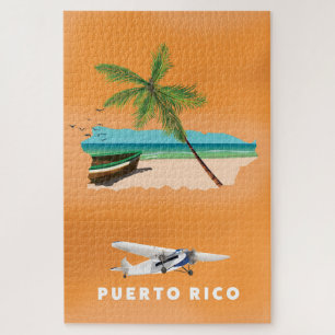 Puerto Rico illustrated map travel poster. Jigsaw Puzzle