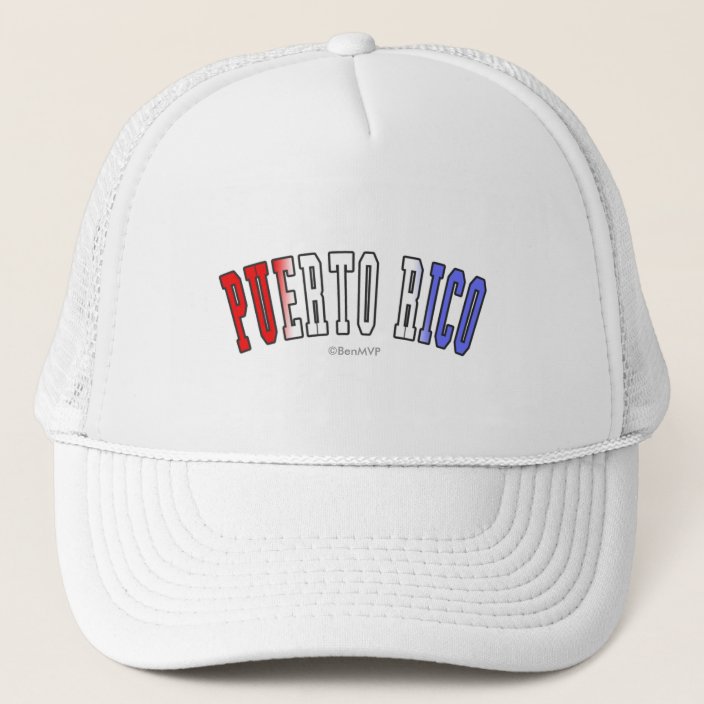 Puerto Rico in National Flag Colors Mesh Hat