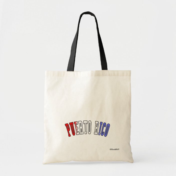 Puerto Rico in National Flag Colors Tote Bag
