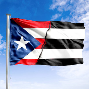 Puerto Rico Independence Black and White Flag