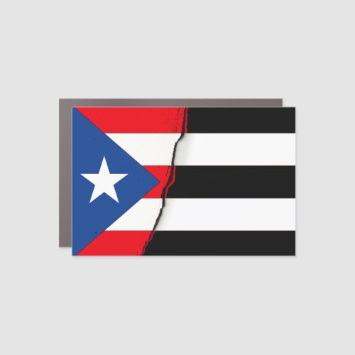 Puerto Rico Independence Black and White Flag Car Magnet