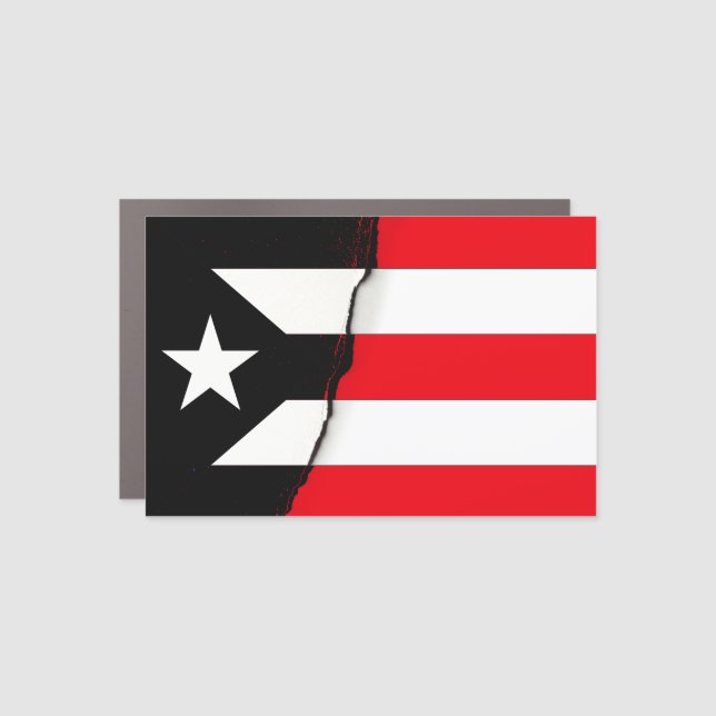 Puerto Rico Independence Black and White Flag Car Magnet (Front)