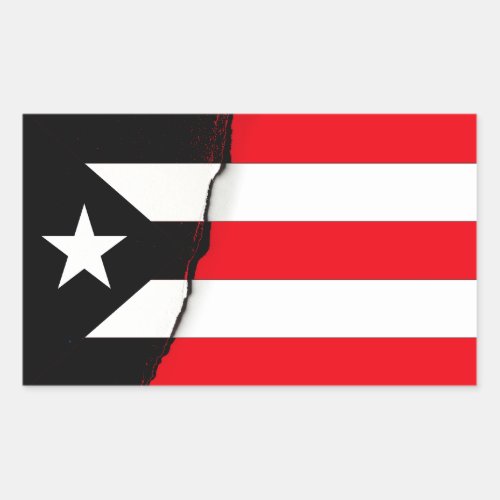 Puerto Rico Independence Black and White Flag Rectangular Sticker