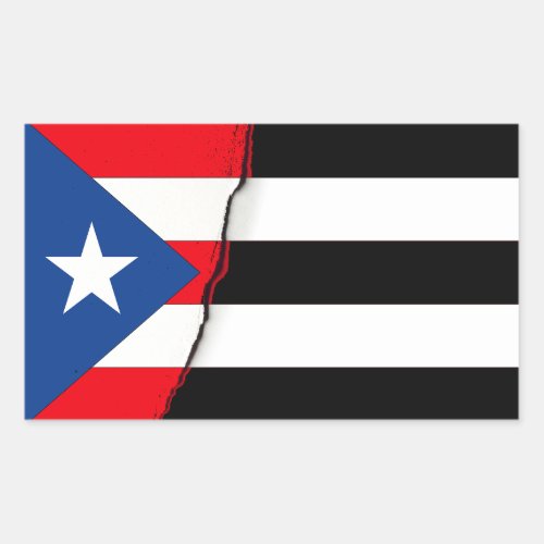 Puerto Rico Independence Black and White Flag Rectangular Sticker