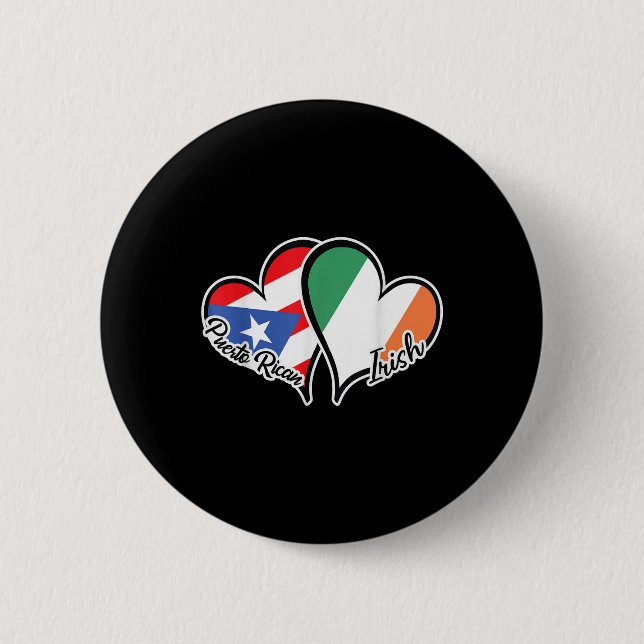 Puerto Rico Ireland Flag Half Puerto Rican Half Ir Button (Front)