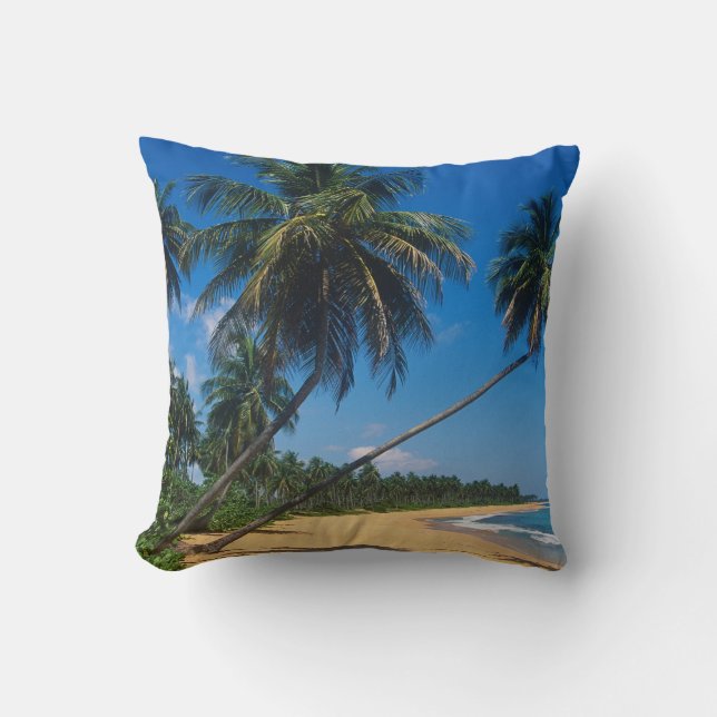 Puerto Rico, Isla Verde, palm trees Throw Pillow (Front)