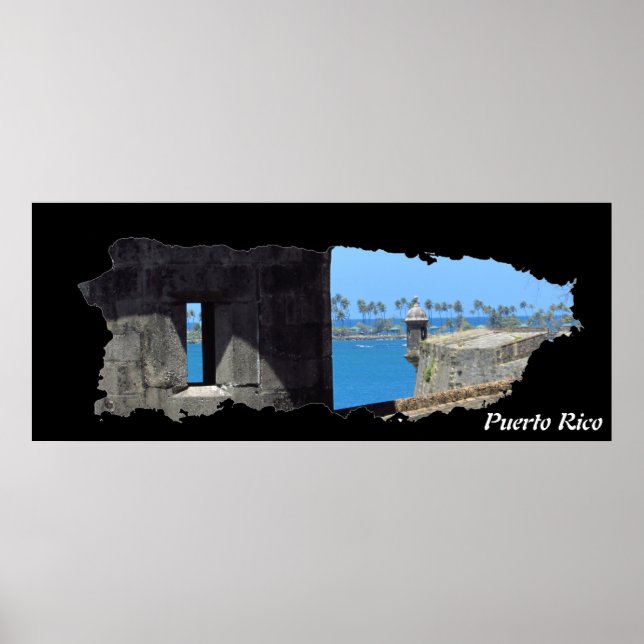 Puerto Rico Island Map El Morro Poster (Front)