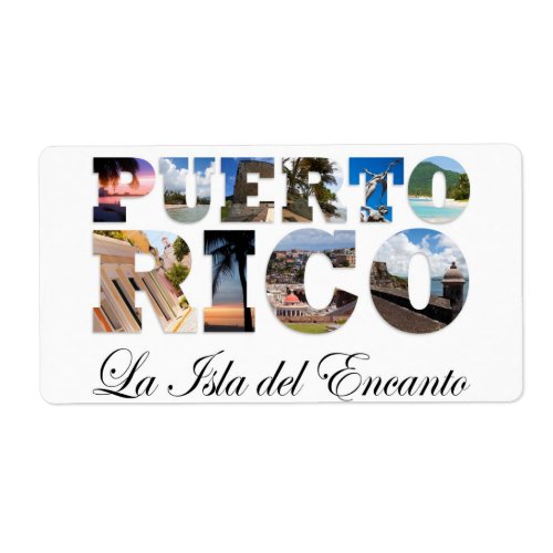 Puerto Rico La Isla Del Encanto Collage  Montage Label