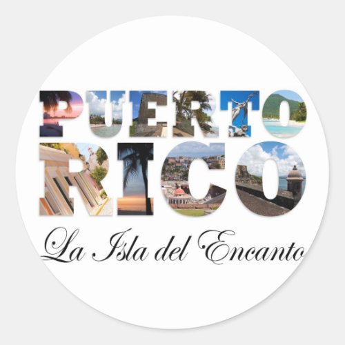 Puerto Rico La Isla Del Encanto Montage Classic Round Sticker