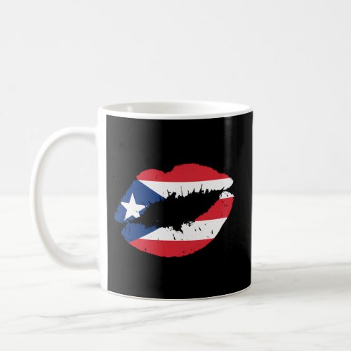Puerto Rico Lips Kiss Puerto Rican Flag Pride Coffee Mug