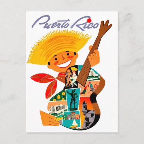 Puerto Rico man with a guitar Postcard