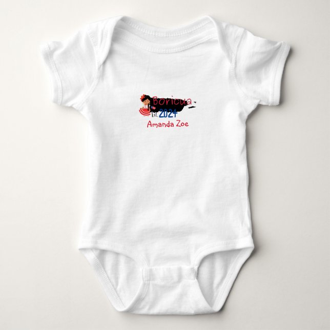 Puerto Rico Map Baby Oneseis Bodysuit (Front)
