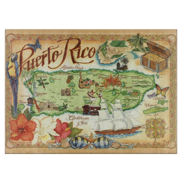Puerto Rico Map Cutting Board (Front)