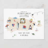 Puerto Rico Map Destination Wedding Save the Date